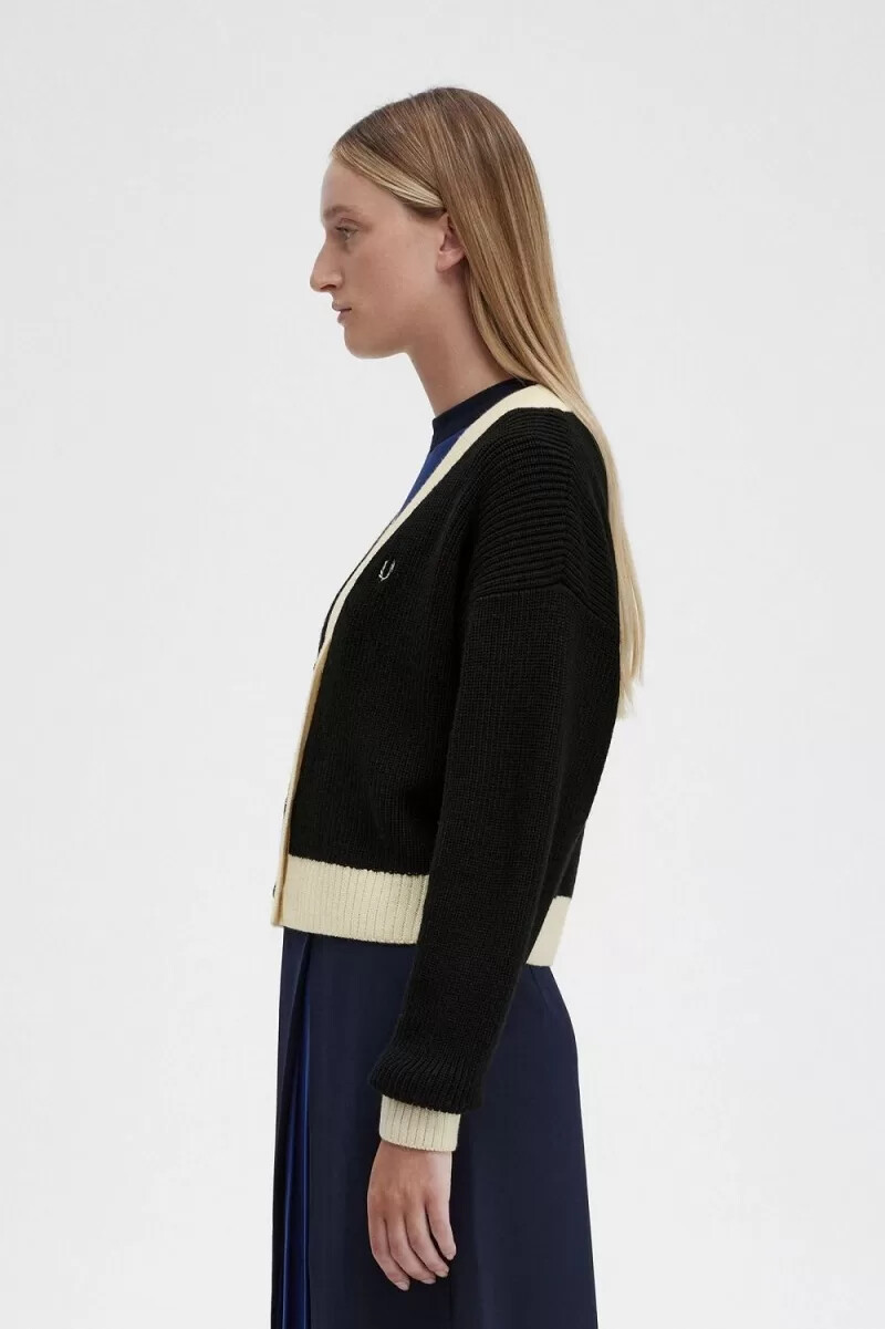 fred perry knäppt damkofta svart