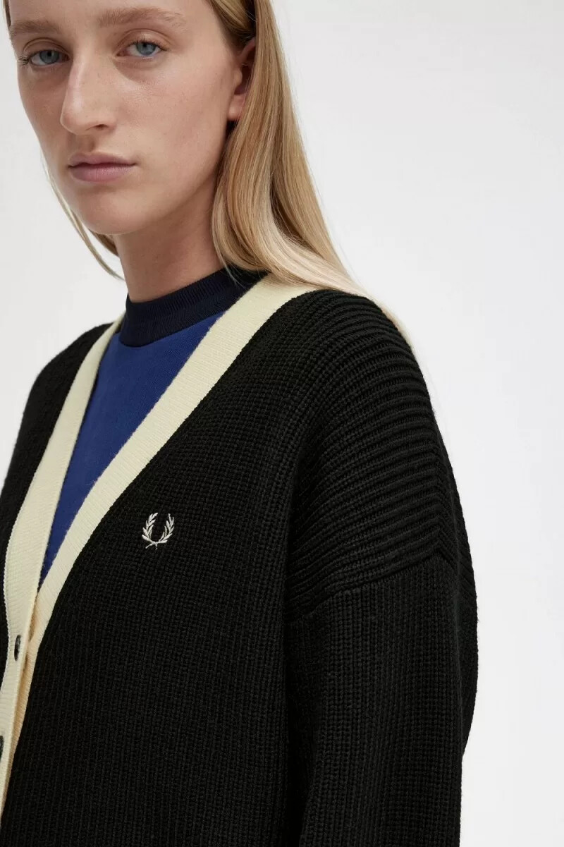 fred perry knäppt damkofta svart