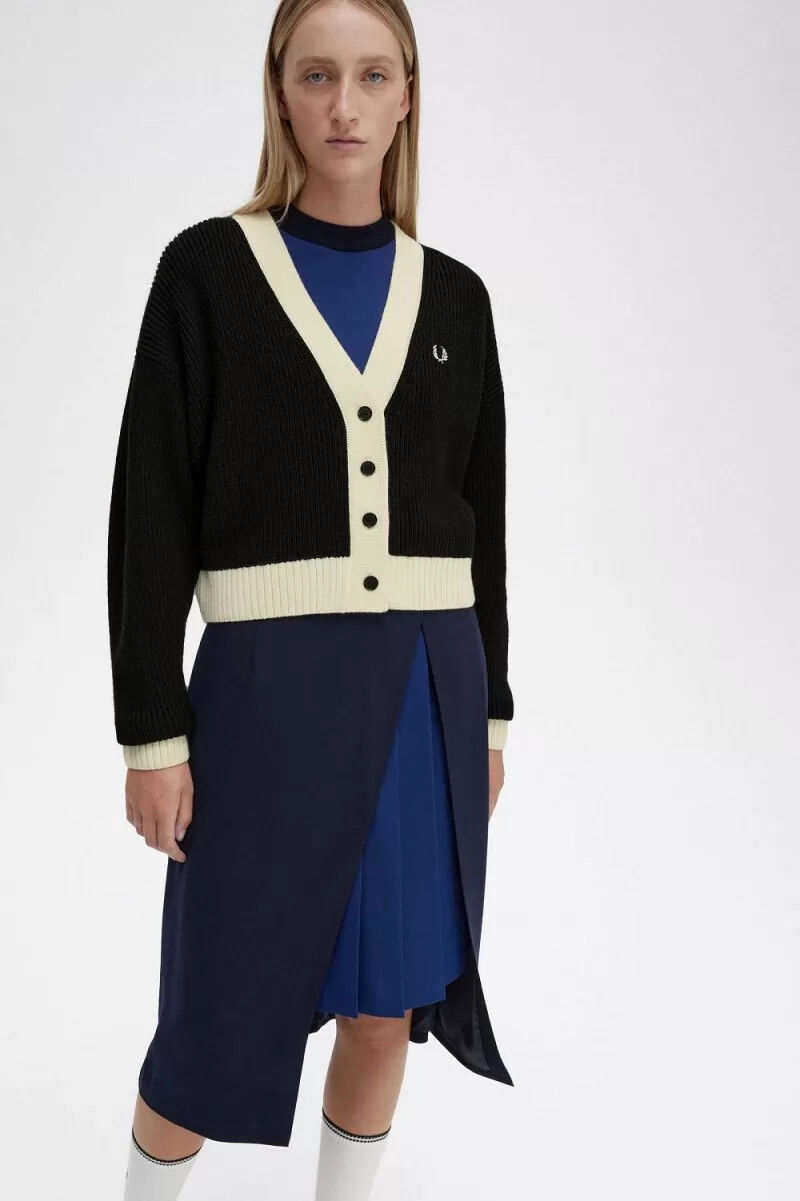 fred perry knäppt damkofta svart