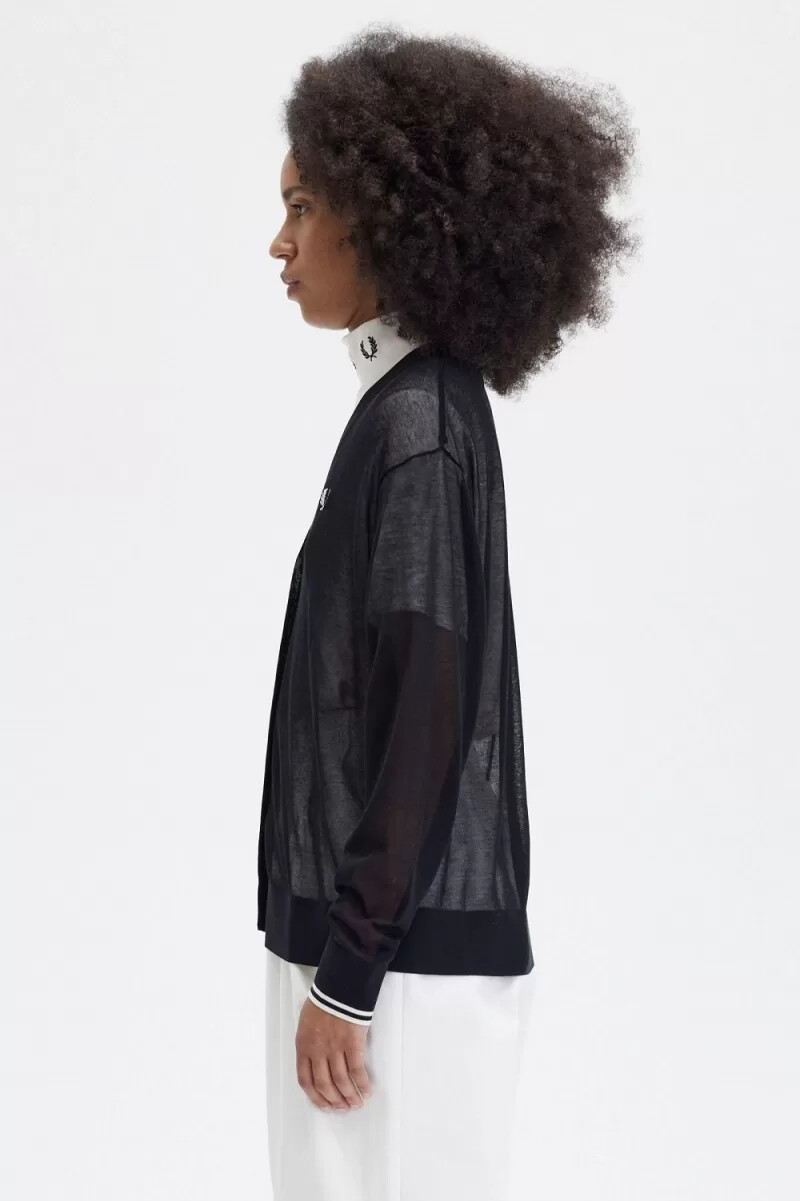 fred perry transparent v-ringad damkofta svart