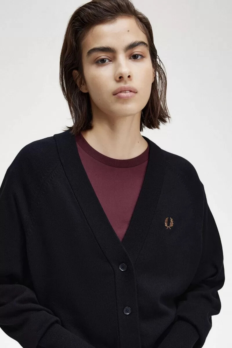 fred perry v-ringad kofta för kvinnor i marinblått