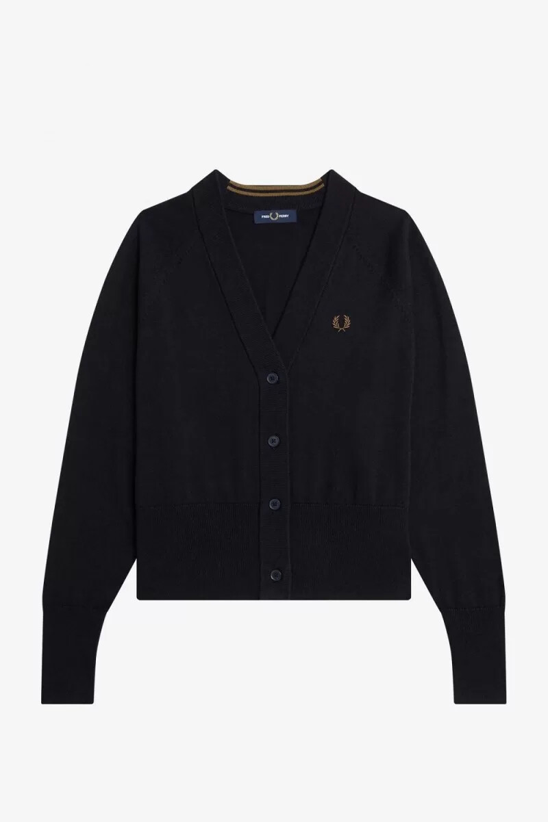 fred perry v-ringad kofta för kvinnor i marinblått