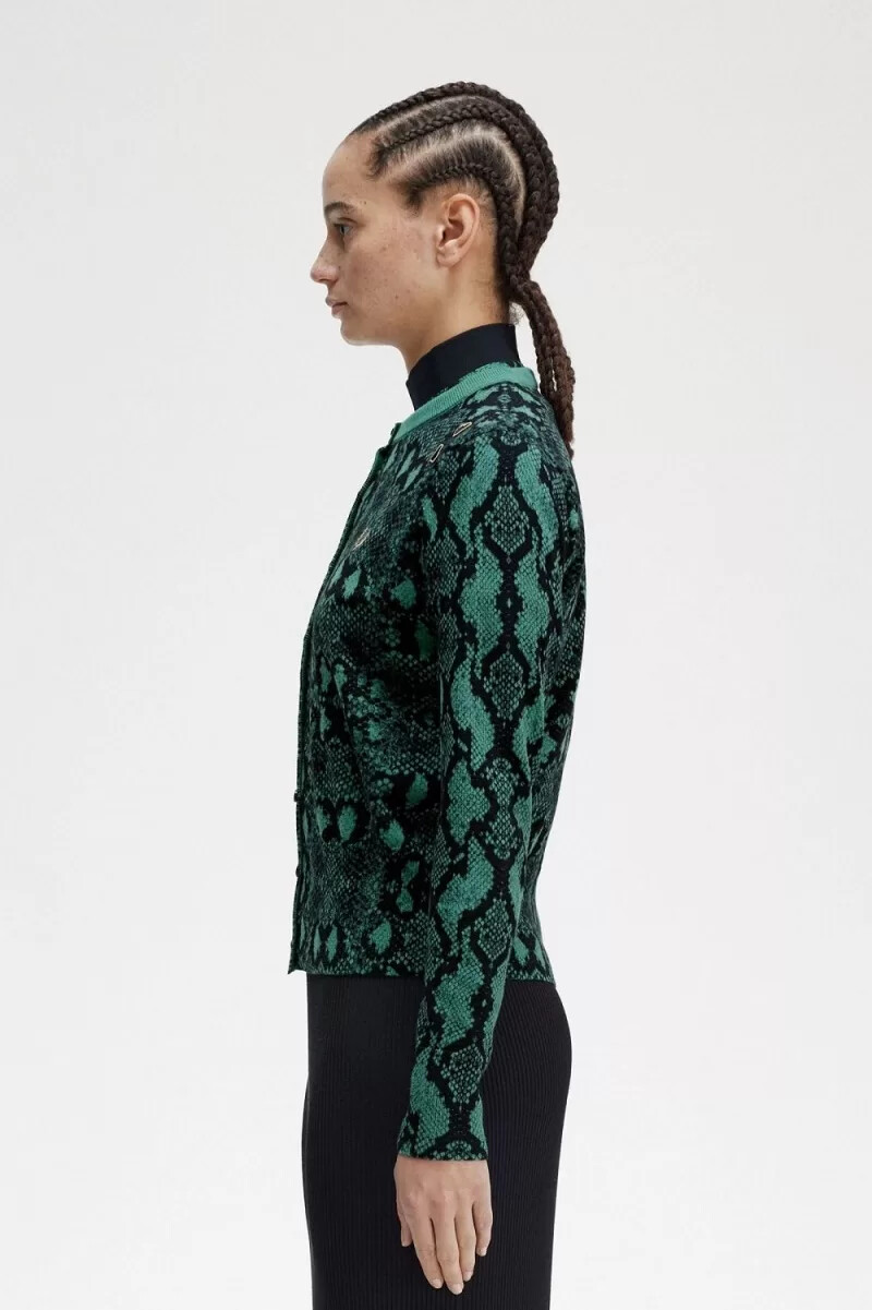 fred perry snake print damkofta djup mintgrön