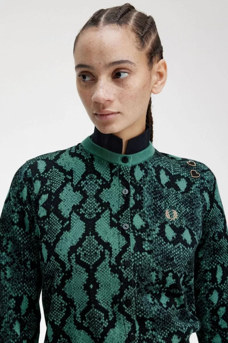 fred perry snake print damkofta djup mintgrön