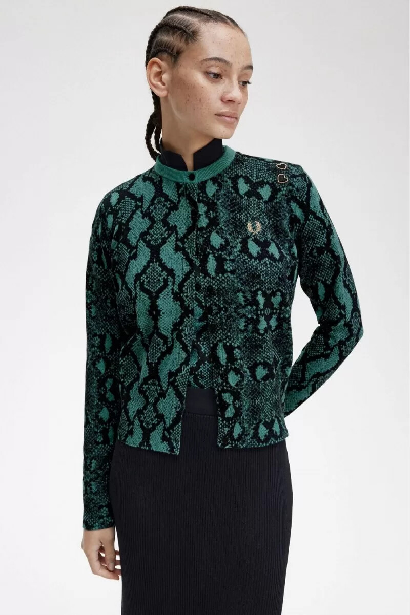 fred perry snake print damkofta djup mintgrön