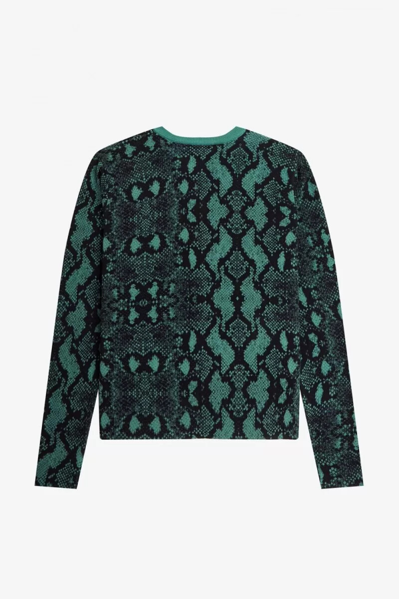 fred perry snake print damkofta djup mintgrön