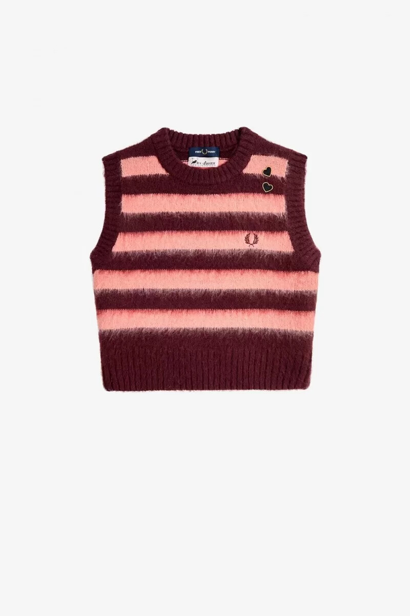 fred perry randiga stickade damlinnen oxblood