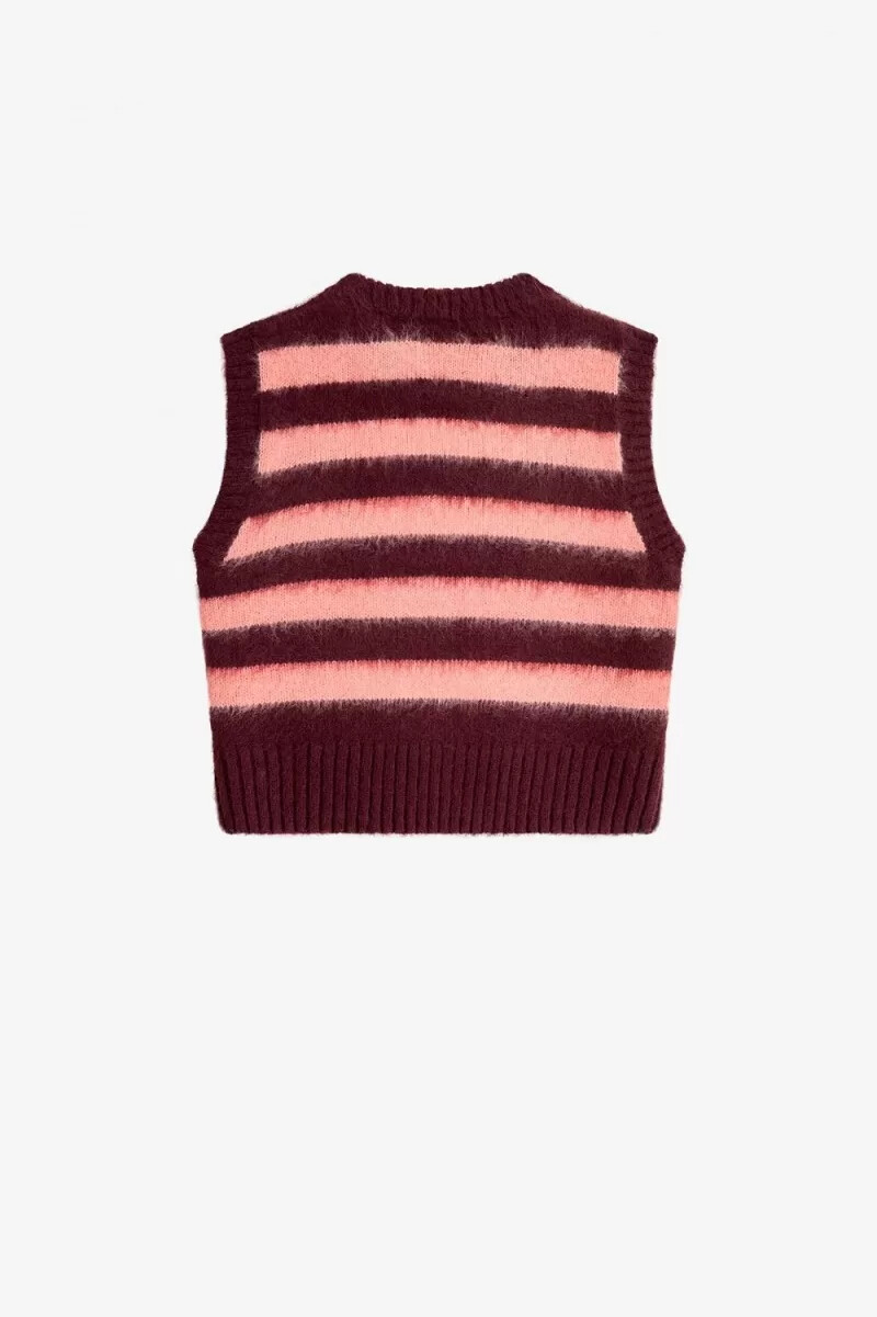 fred perry randiga stickade damlinnen oxblood