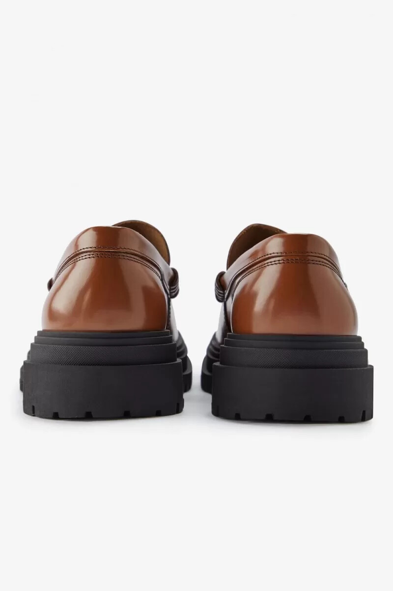 fred perry läderloafers dam bruna