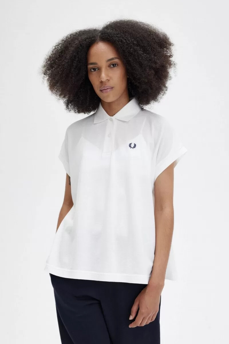 fred perry a-line piqué dam pikétröja snövit