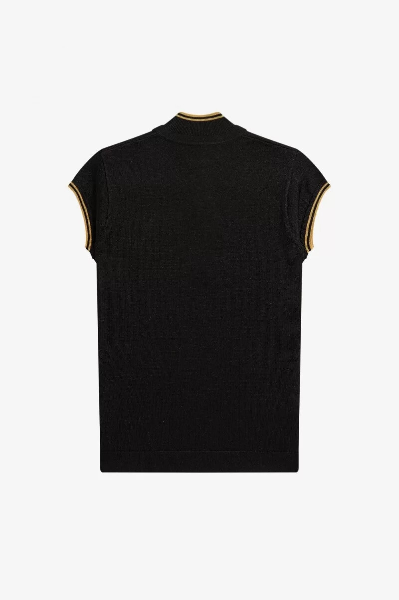 fred perry metallic stickad dampoloskjorta svart