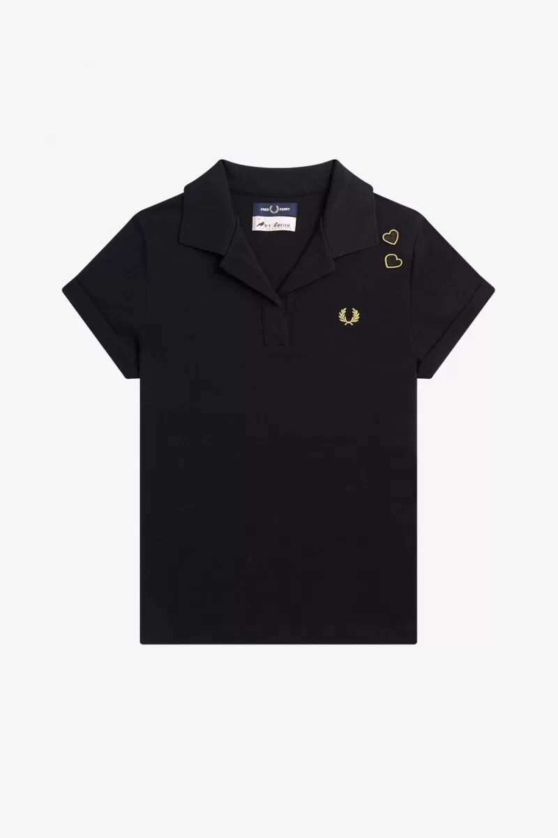 fred perry Öppen krage piké dam pikétröja svart