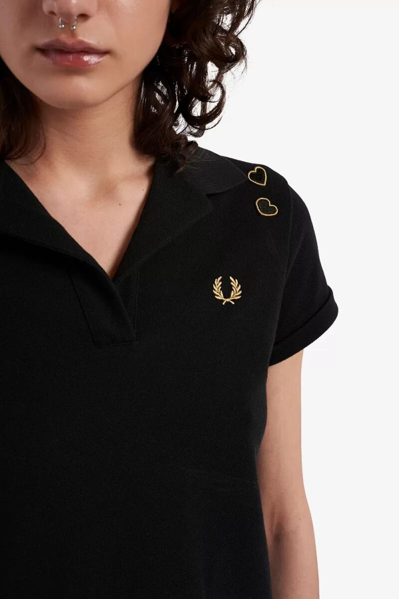 fred perry Öppen krage piké dam pikétröja svart