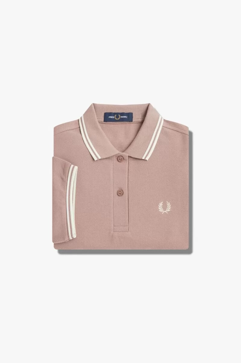 fred perry g3600 damskjorta mörkrosa beige