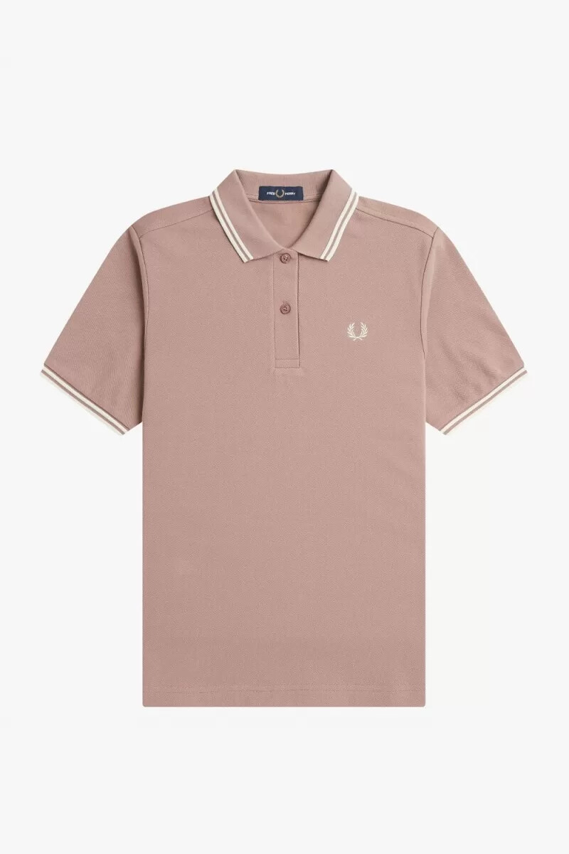 fred perry g3600 damskjorta mörkrosa beige