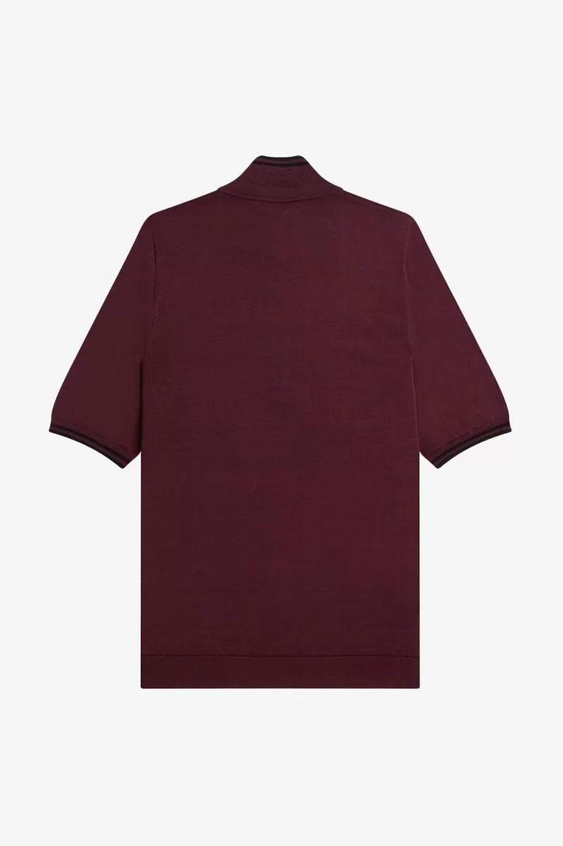 fred perry stickad damskjorta oxblood