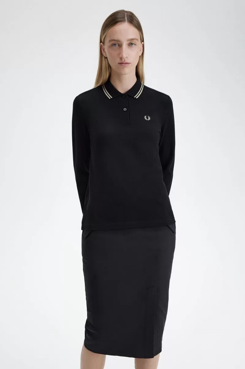 fred perry g3636 damskjorta svart varm grå