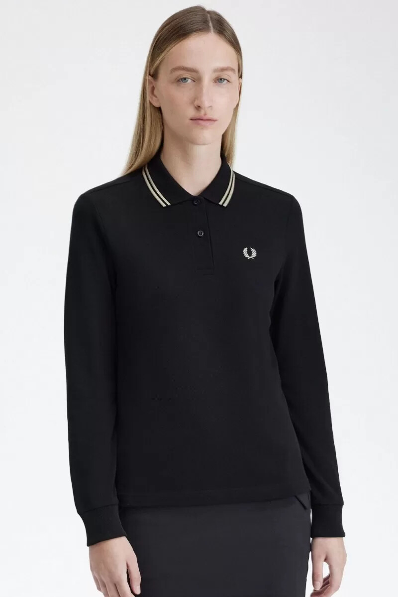 fred perry g3636 damskjorta svart varm grå