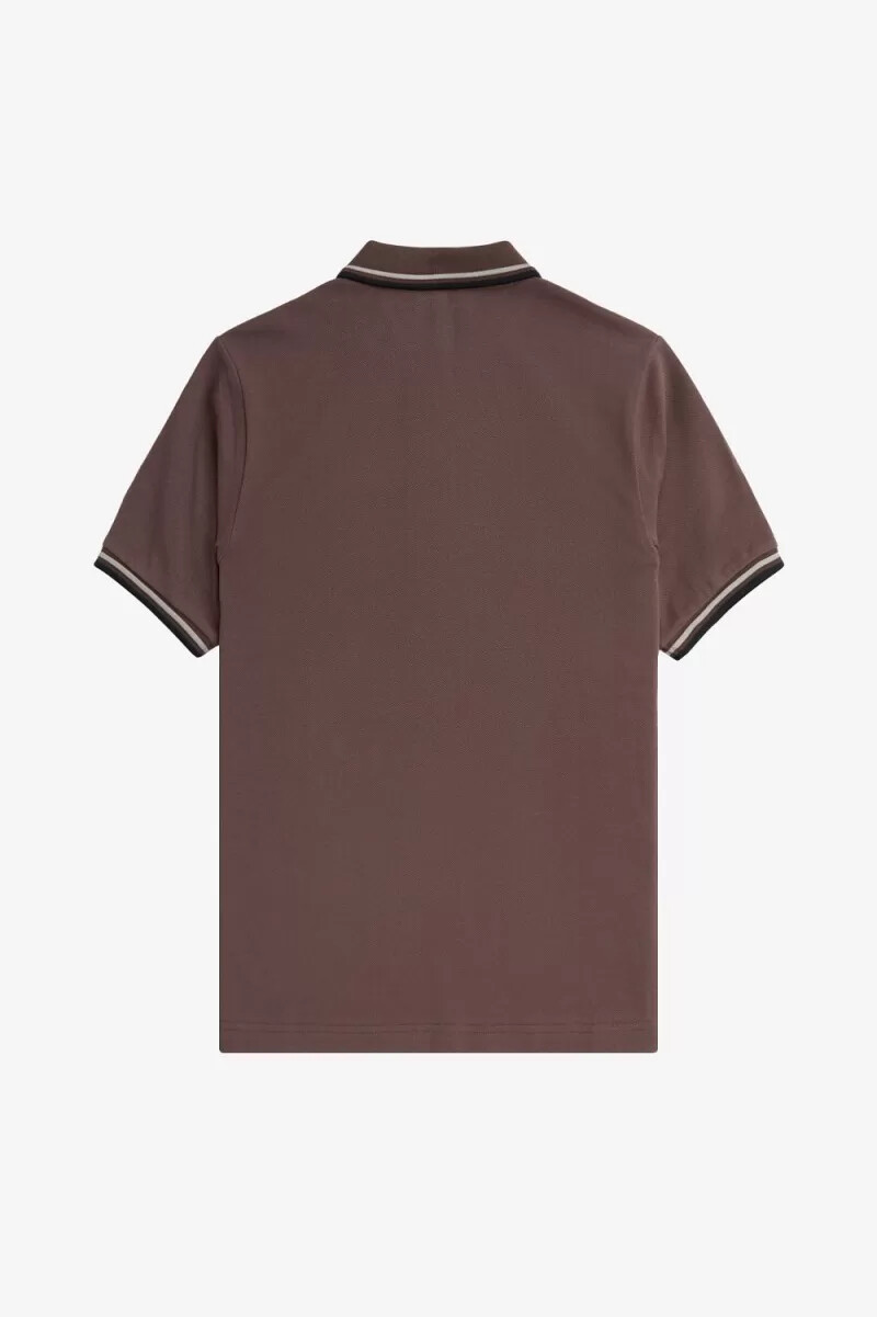 fred perry g3600 damskjorta mörkröd varm grå svart