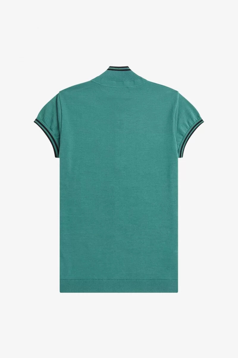 fred perry stickad damskjorta djup mintgrön