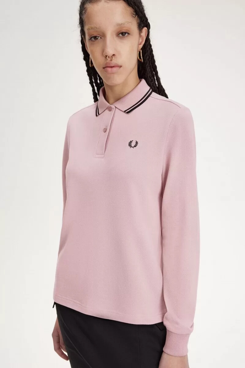 fred perry g3636 damskjorta dusty rose rosa svart
