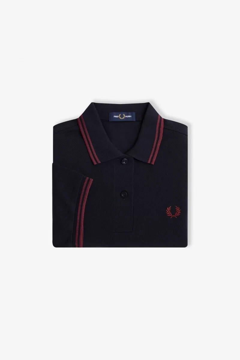 fred perry g3600 damskjorta marinblå oxblood oxblood