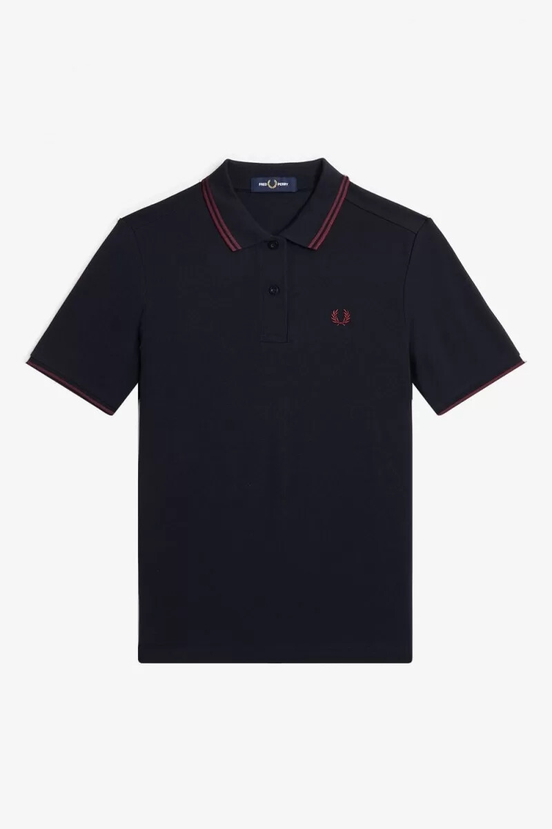 fred perry g3600 damskjorta marinblå oxblood oxblood