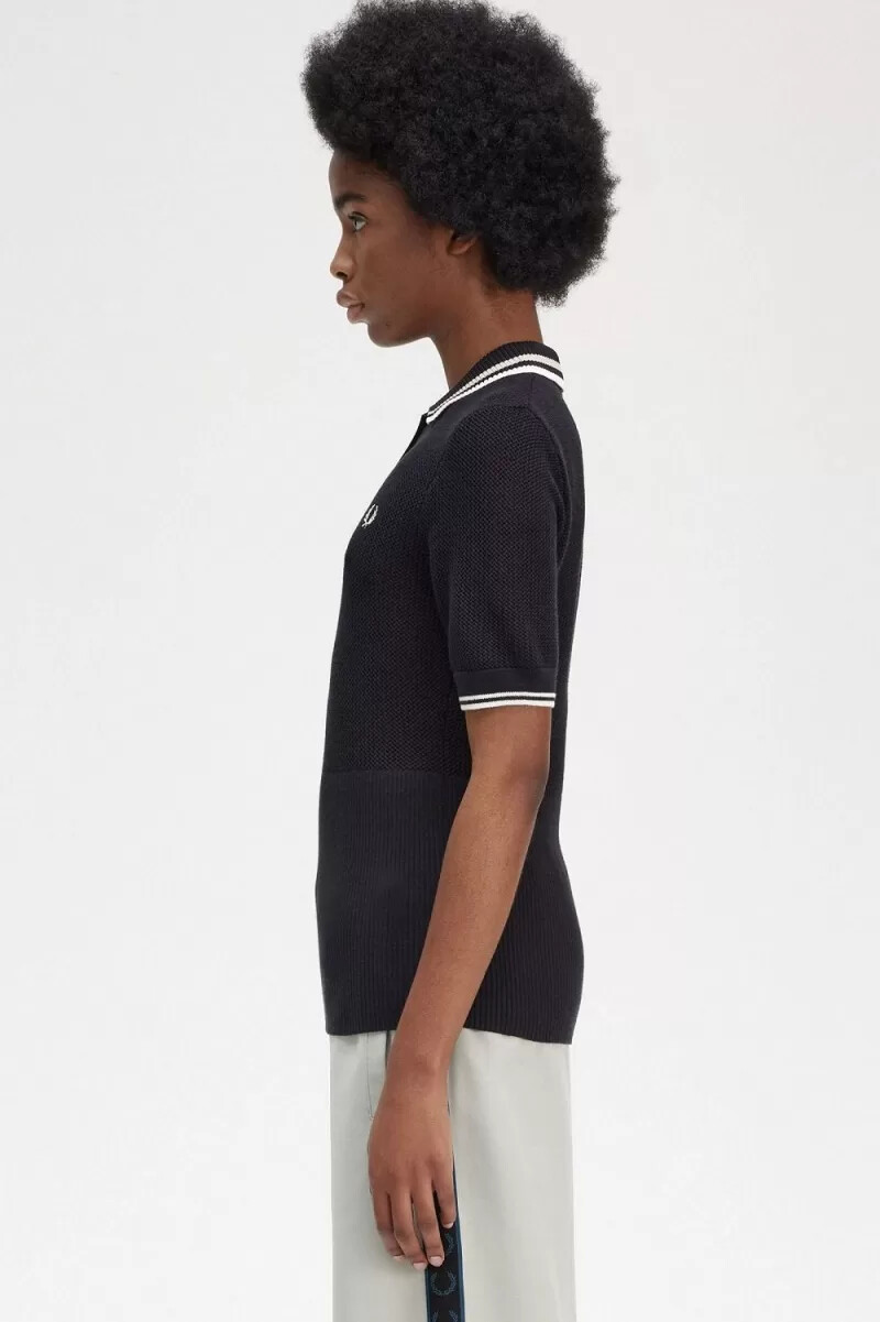 fred perry Öppen stickad damskjorta svart