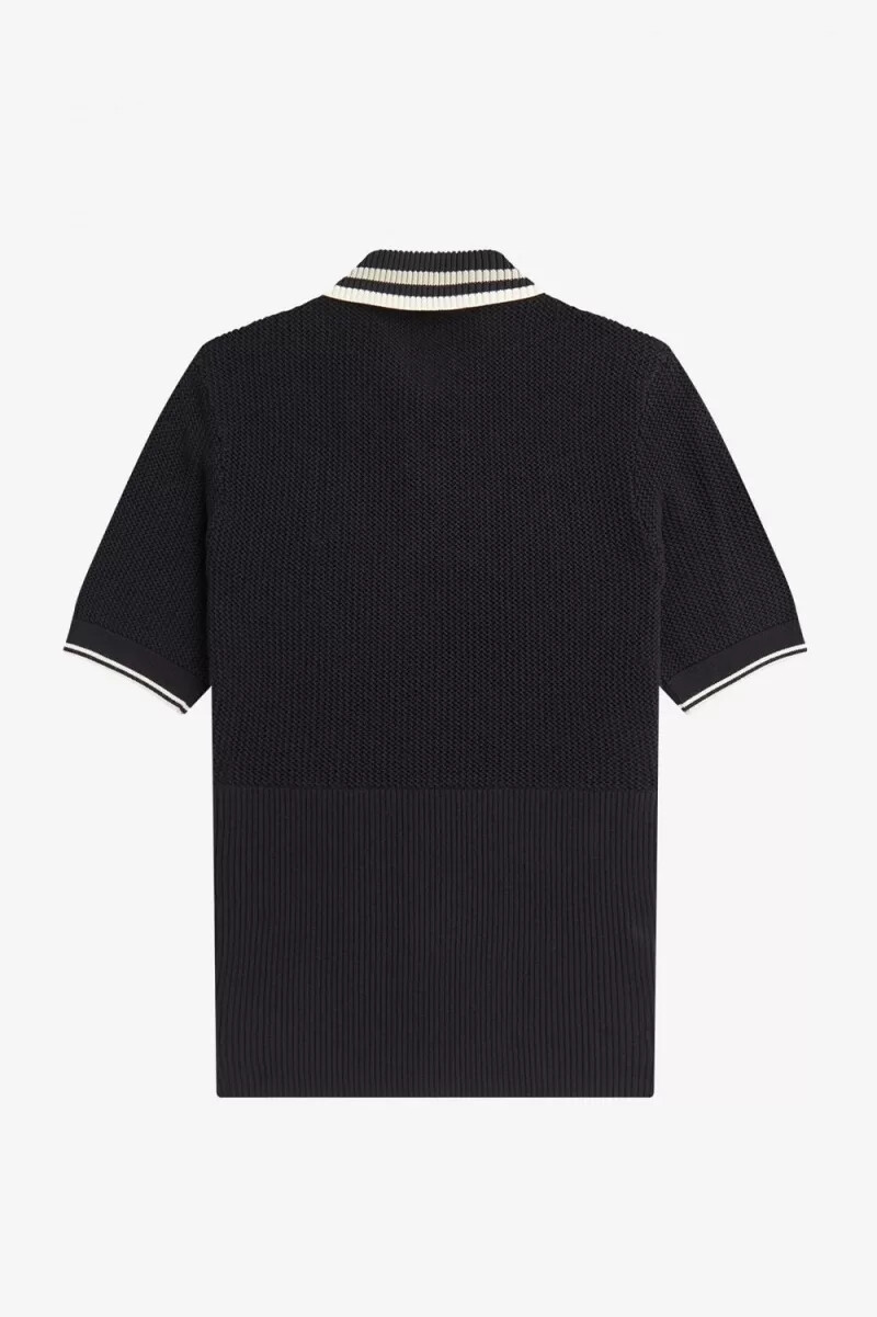 fred perry Öppen stickad damskjorta svart