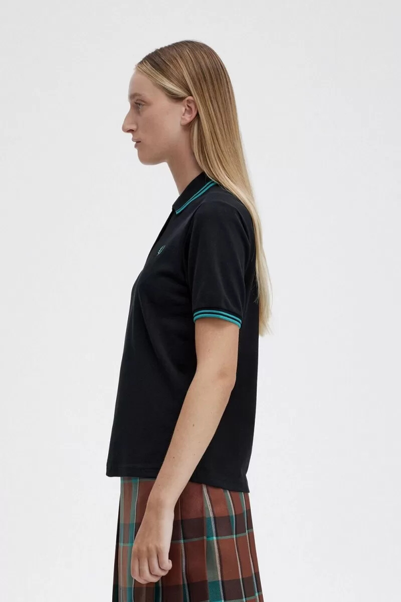 fred perry g3600 damskjorta svart djup mintgrå djup mintgrå