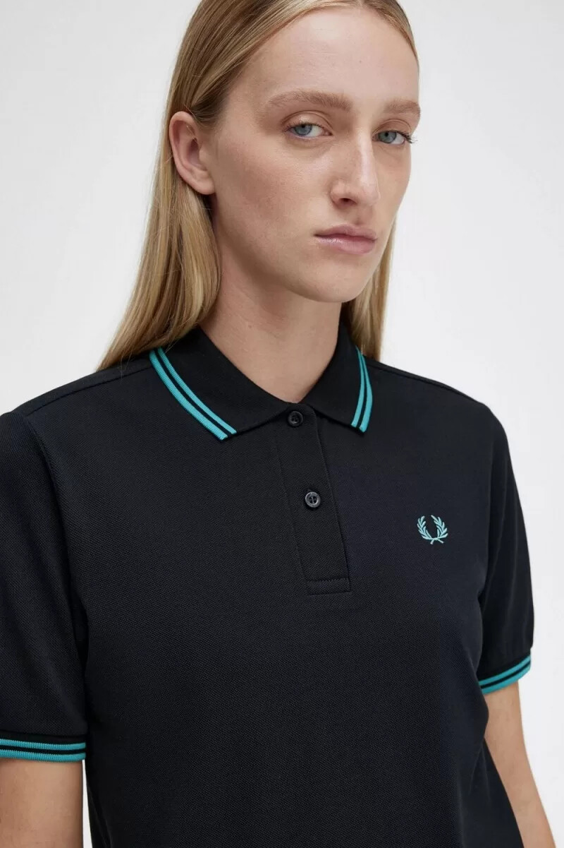 fred perry g3600 damskjorta svart djup mintgrå djup mintgrå
