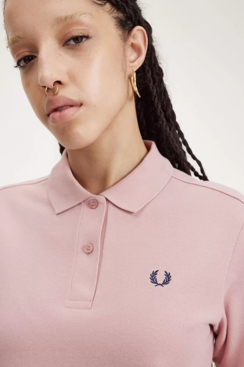 fred perry g6000 damskjorta dusty rose pink fransk marinblå