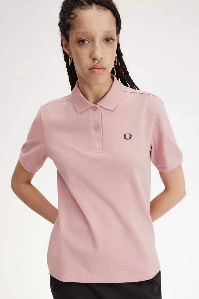 fred perry g6000 damskjorta dusty rose pink fransk marinblå
