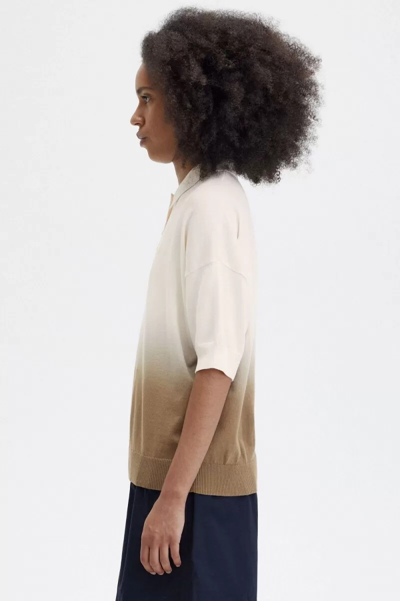 fred perry ombre stickad damskjorta silky peach