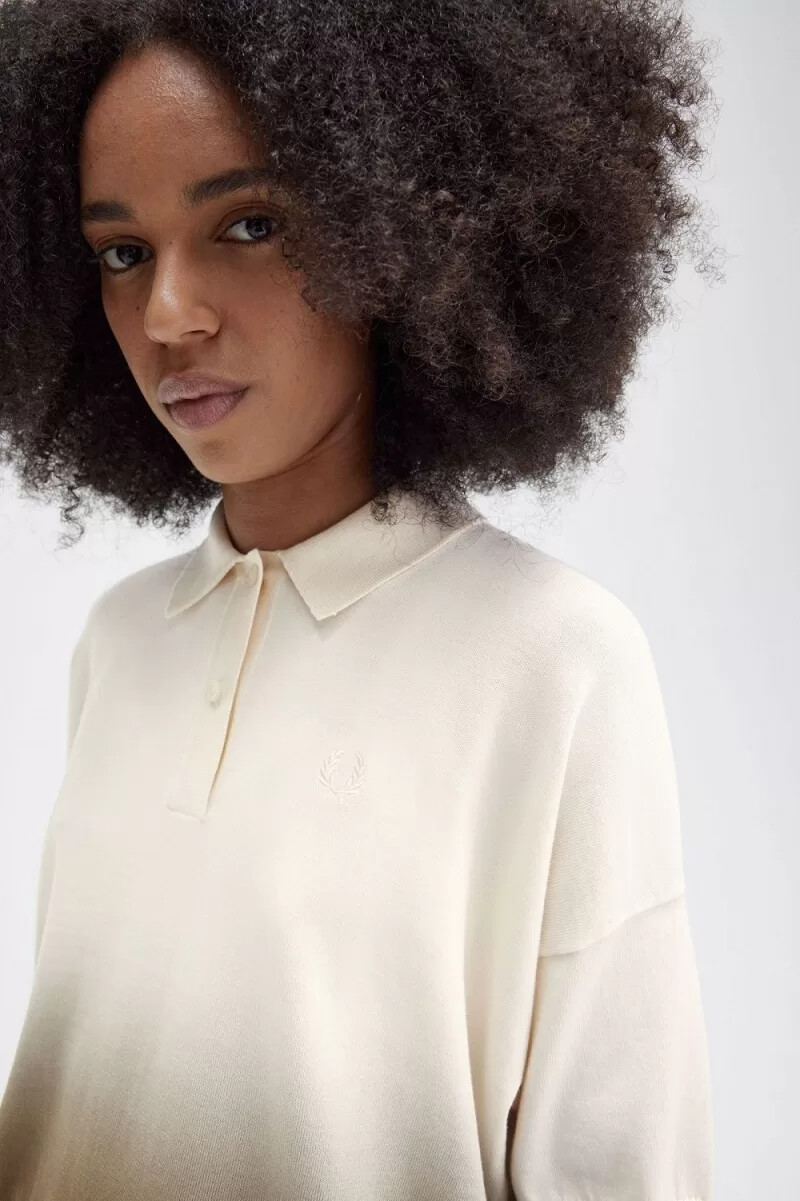 fred perry ombre stickad damskjorta silky peach