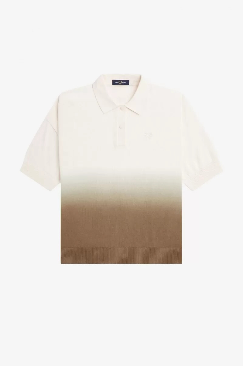fred perry ombre stickad damskjorta silky peach