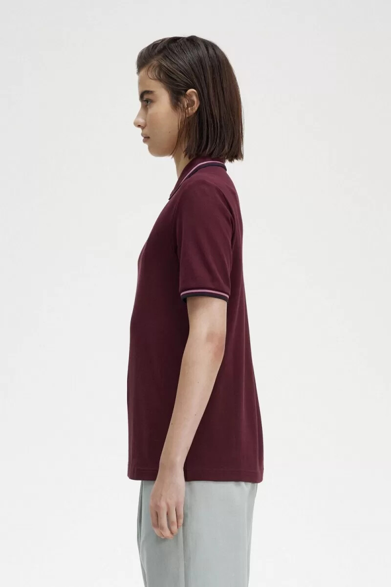 fred perry g3600 damskjorta oxblood dusty rose rosa svart