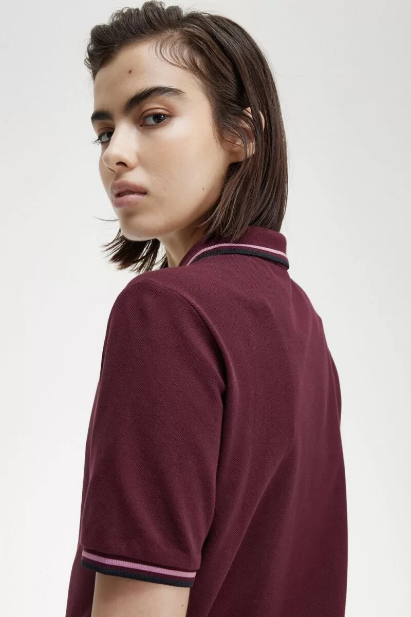 fred perry g3600 damskjorta oxblood dusty rose rosa svart