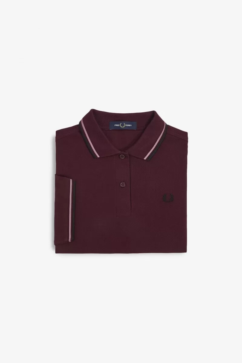 fred perry g3600 damskjorta oxblood dusty rose rosa svart