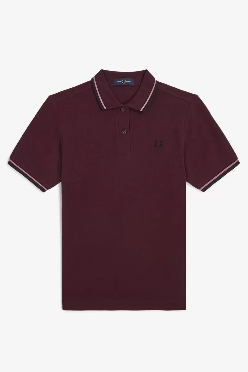 fred perry g3600 damskjorta oxblood dusty rose rosa svart
