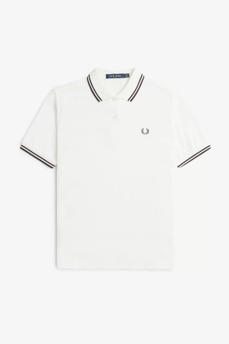 fred perry g3600 damskjorta snövit mörkröd