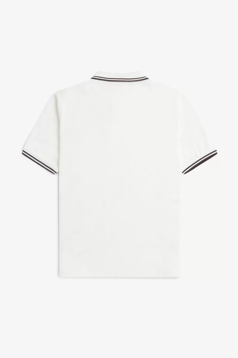 fred perry g3600 damskjorta snövit mörkröd