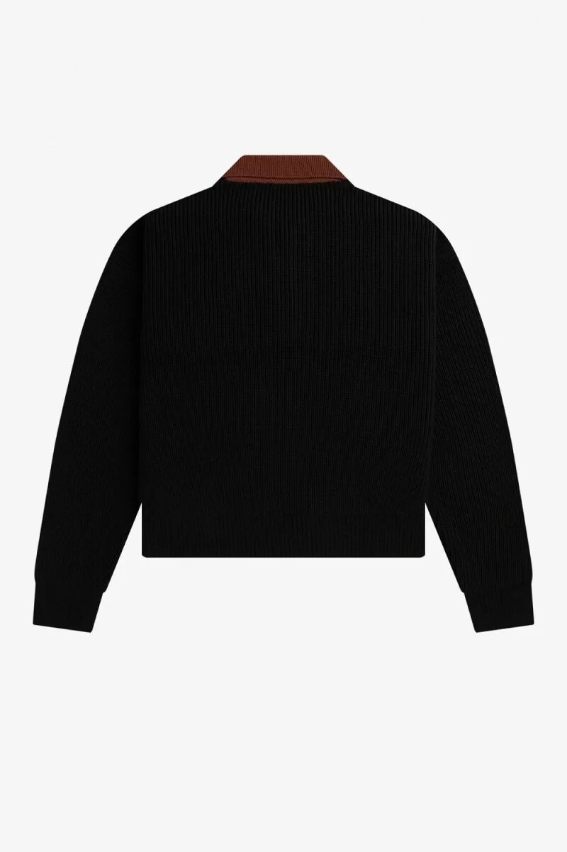 fred perry stickad damskjorta svart