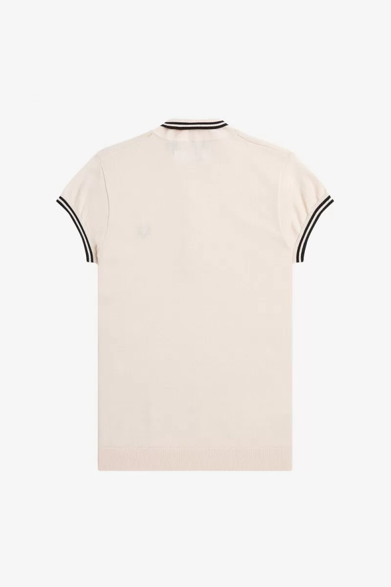 fred perry stickad damskjorta mjölkrosa