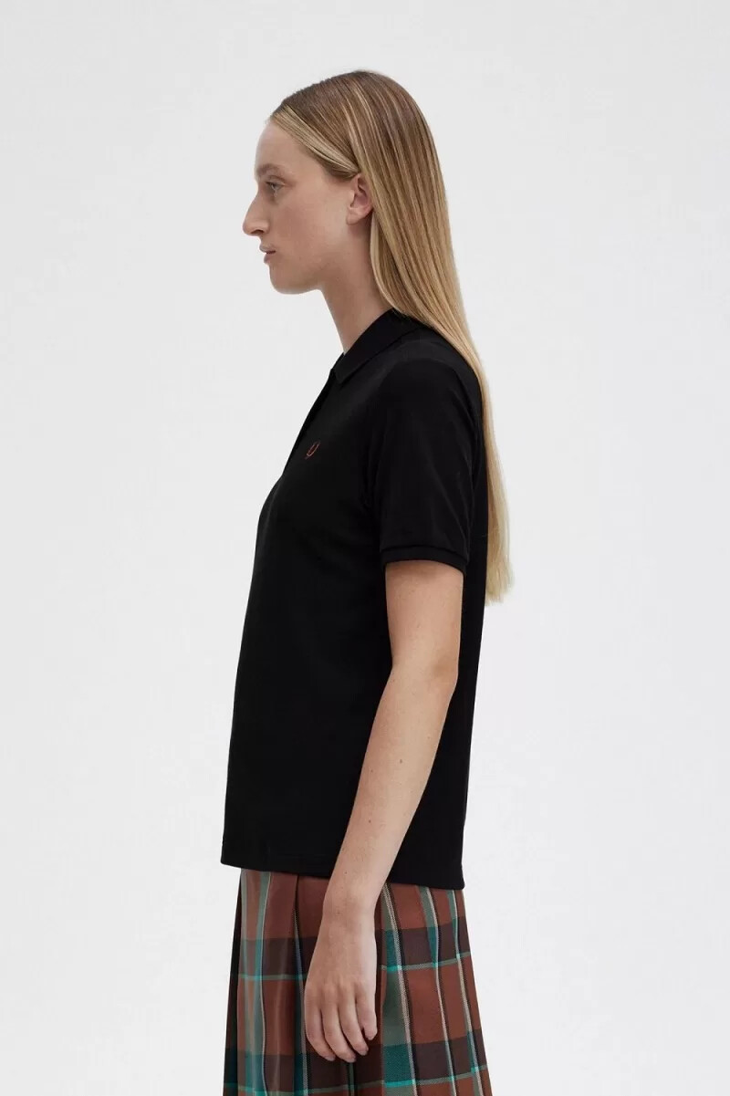 fred perry g6000 damskjorta svart whiskybrun