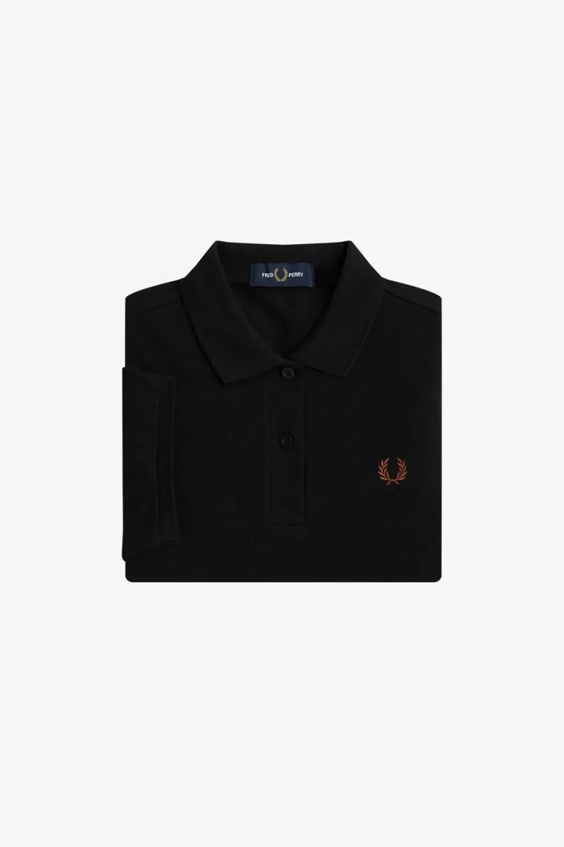 fred perry g6000 damskjorta svart whiskybrun