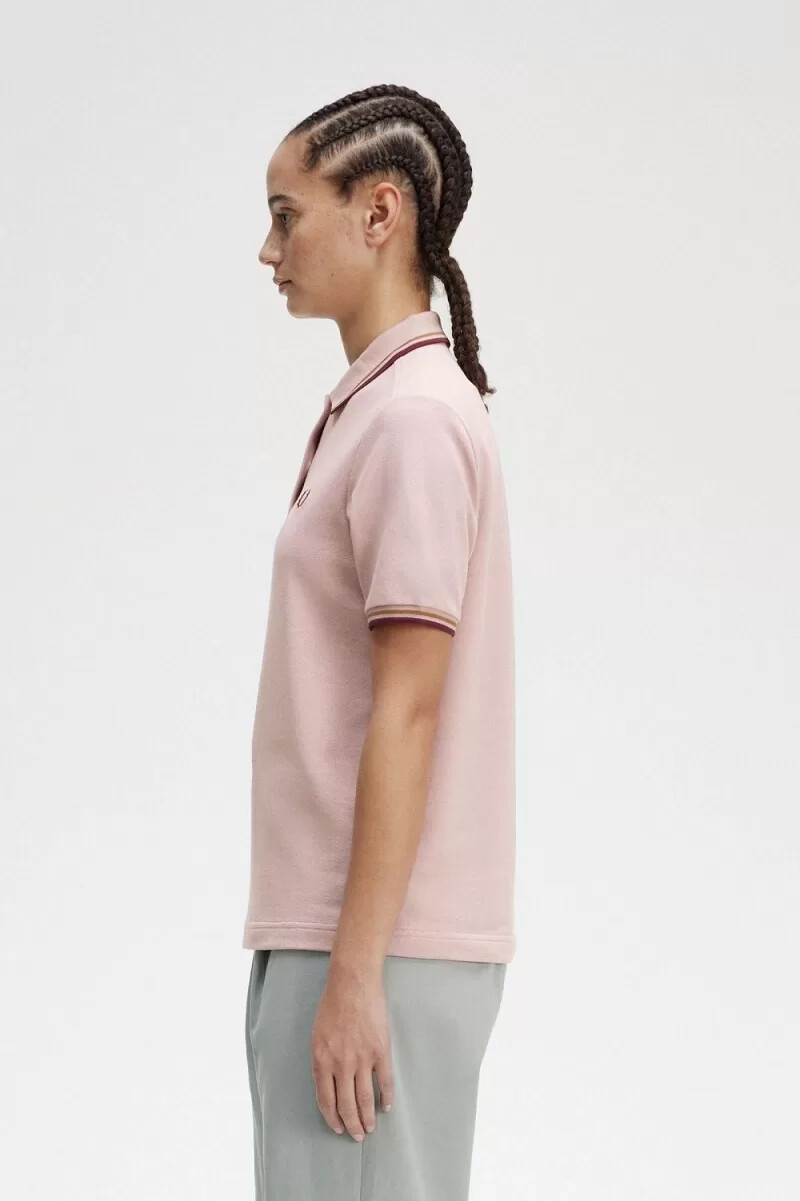 fred perry g3600 damskjorta dusty rose rosa brun oxblood