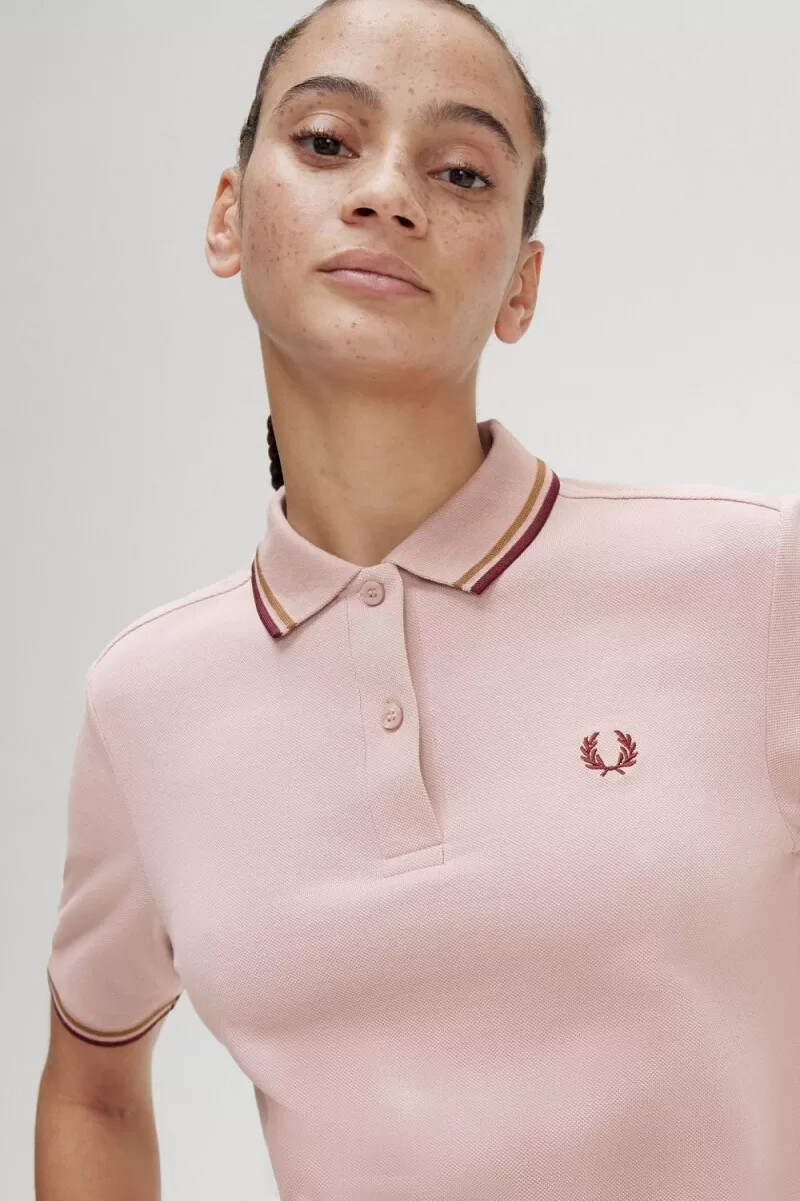 fred perry g3600 damskjorta dusty rose rosa brun oxblood