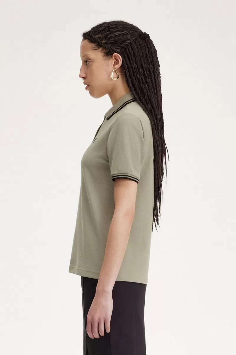 fred perry g3600 damskjorta varm grå svart