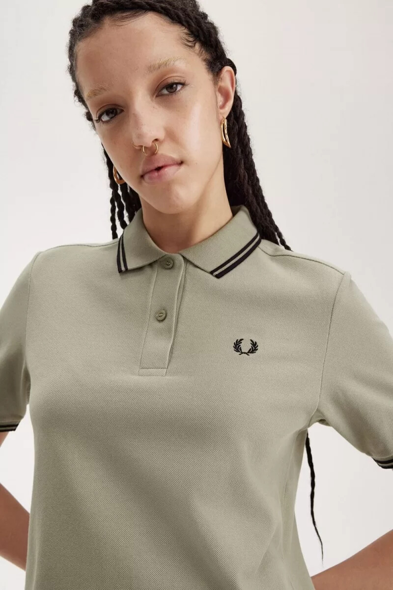 fred perry g3600 damskjorta varm grå svart